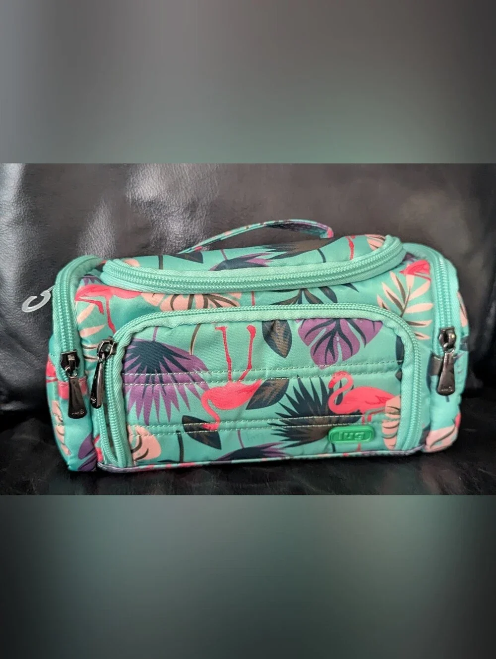 Lug Mini Trolley Makeup Cosmetic Case Bag Flamingo Palm Leaves